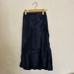 Aritzia Babaton Navy Blue Slip Satin maxi Skirt